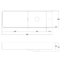 Mod 900mm Matte White Wall Hung Basin with Overflow